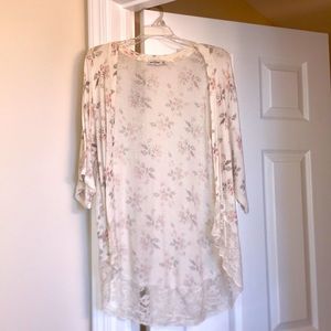 Abercrombie White Floral Cardigan